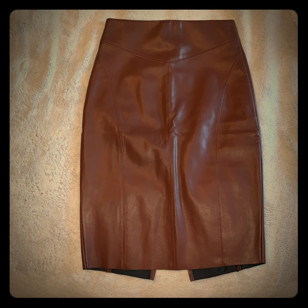Brown Leather Business Skirt
